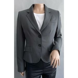 J. Crew Blazer Women 4 Charcoal Gray 100% Wool Suiting 2 Button Short Office